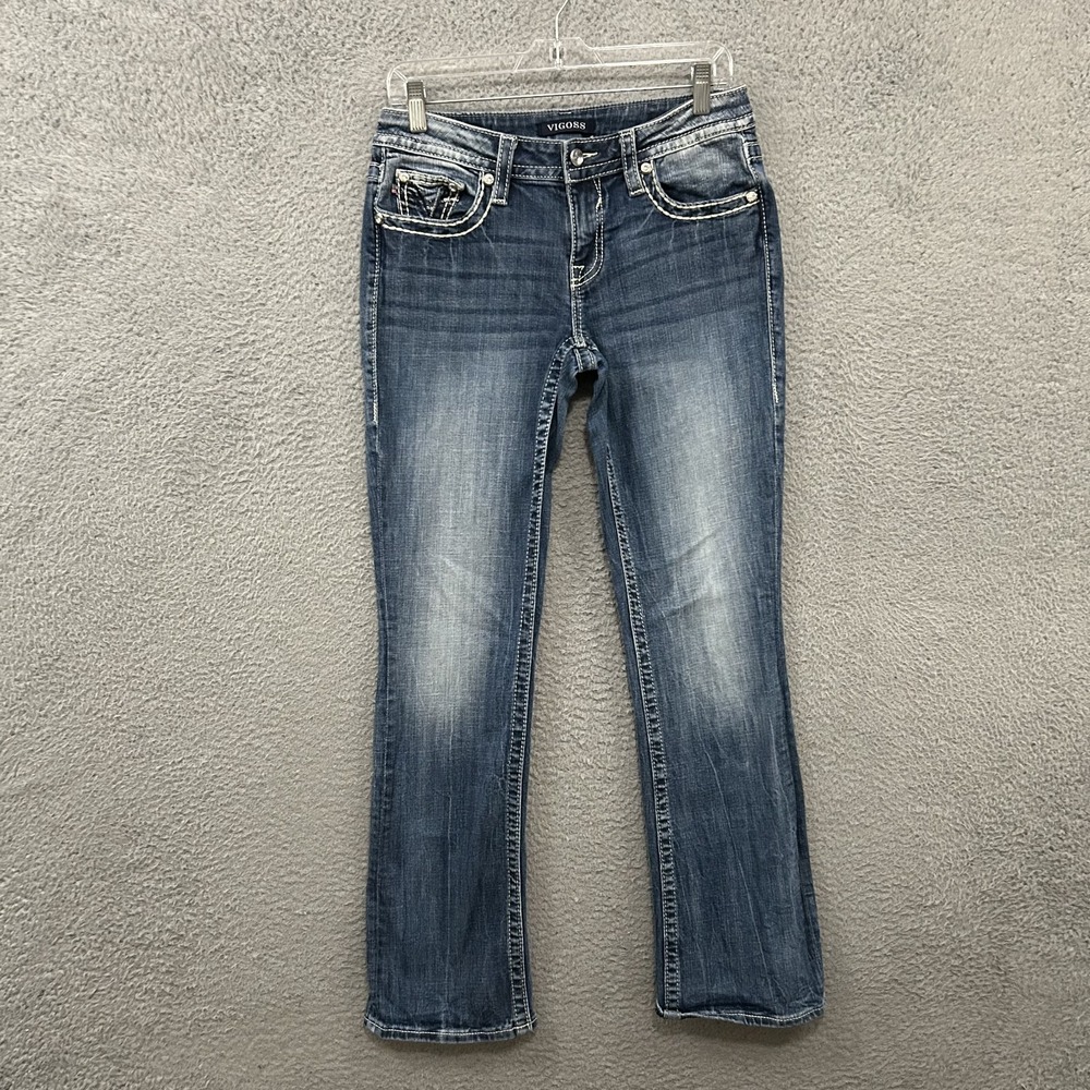 Vigoss Jeans Womens Size 6 x 32 Blue Denim Heritage Fit Slim Boot Cut Y2K
